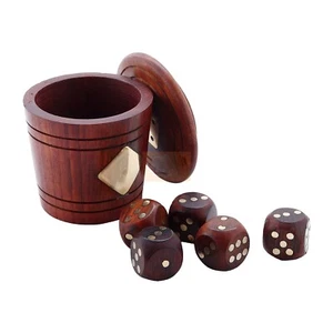 Wooden 5 Dice with Storage Box Wooden Games for Families Gift for Kids US - Picture 1 of 4
