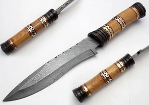 13,50" Sonderanfertigung schönes Damaststahl Jagdmesser (793) - Bild 1 von 5