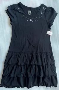 FADED GLORY, GIRLS BLACK EMBELLISHED DRESS, LARGE 10-12, SHORT SLEEVES, NWT - Picture 1 of 9