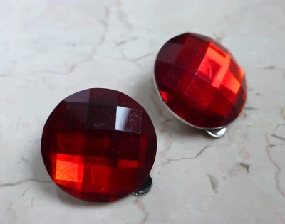 Ohrclips Strass rot poppy red Rockabella Retro 50er 50ies Rock'n'Roll Vintage - Bild 1 von 3