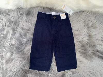 Pantalones Gymboree Bebé Niño Talla 6-12 Meses Azul Marino, Algodón Lino Ajustable Foto 1 de 4