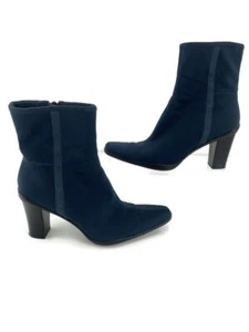Apostrophe NAOMI Blue Ankle Boots Booties Women’s Size 6 M Zip-Up Fabric - Picture 1 of 10