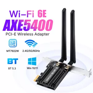 WiFi 6E MT7922 Desktop PCIe WiFi Card Tri-Band 5400Mbps BT5.3 Network PC Adapter - Picture 1 of 7