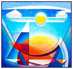 Patrón de punto de cruz contado Sol y Tierra arte moderno del canadiense Lawren Harris - Imagen 1 de 4