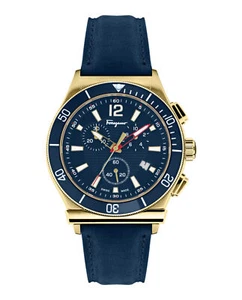 Ferragamo Mens Ferragamo 1898 Gold 44mm Strap Fashion Watch - Picture 1 of 4