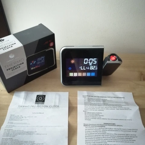 Projection Alarm Clock LCD Display with Temperature Humidity Weather Station Cover