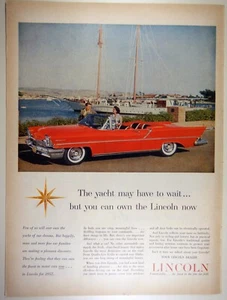 Lincoln 1957 de colección - anuncio impreso en revista grande - convertible rojo automóvil - Imagen 1 de 1