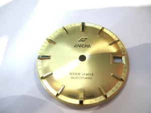 ENICAR 1145 NEW STAR JEWEL GOLD DIAL GOLD BATONS 28.80MM DIAMETER - Foto 1 di 2