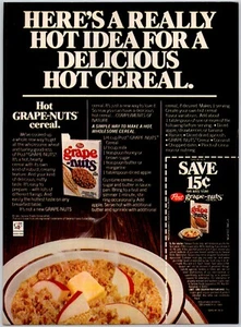 PRINT AD 1981 Post Grape Nuts Hot Cereal Idea Recipe with Vintage Coupon 8x11 - Picture 1 of 1