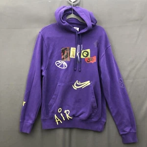 Nike Hoodie Sweatshirt Air Swoosh Logo Herren Small Lila Spellout All Over Print - Bild 1 von 12