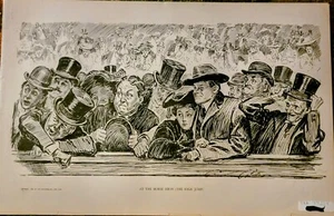 "Gibson Mädchen Doppeldruck antike Kunst Skizzen 11""x17"" ""At the Horse Show"  - Bild 1 von 6