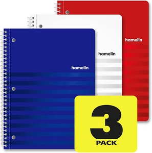 Spiral Notebooks College Ruled, 70 sheets, 8"x10" Assorted Colors, Value Pack 3 - Picture 1 of 12