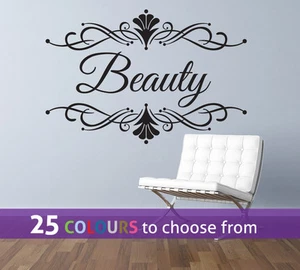 PERSONALISED beauty hair nail lashes salon spa NAME swirl wall art sticker decal - Picture 1 of 20