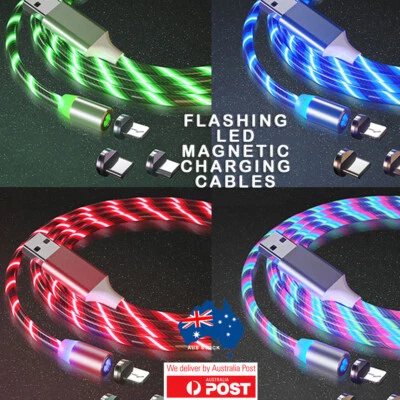 LED 1m Magnetic Charging Cable For iPhone, Samsung Type-C, Micro USB - image 1 of 4