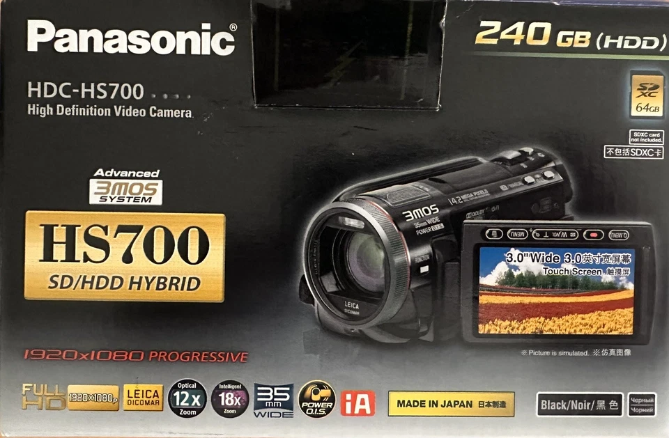Panasonic HDC-HS700, Full HD, 240 GB (HDD) + SD-Card Slot, Schwarz, OVP wie NEU - Bild 1 von 4