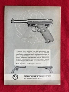Vintage 1954 Print Ad Ruger .22 Automatic Pistol Advertisement - Bild 1 von 7