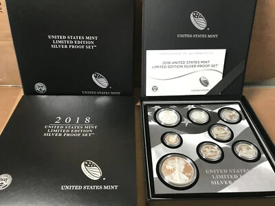 2018 Limited Edition SILVER PROOF Set US Mint 8 Coins w/ BOX and COA 18RC - Image 1 of 4