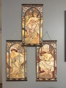 Morning 1899 Times Of Day Series Vintage Tapestry Print Art Deco Nouveau Much - Picture 1 of 8
