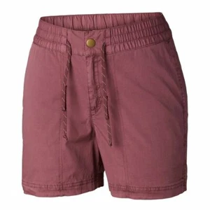Womens New NWT Columbia M Hike Shorts Red Burgundy Cargo Snap Drawstring Pockets - Picture 1 of 6