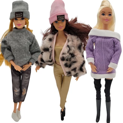 NIMETO Set Winter Outfits Zubehör passend für Barbie Puppen Konvolut Puppenkleidung