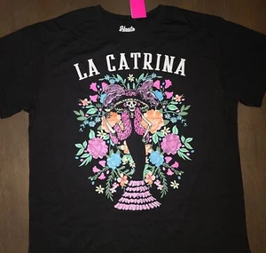NEU DAMEN HASTA SIEMPRE LA CATRINA GRAFIK TEE T-SHIRT GRÖSSE XXL - Bild 1 von 2
