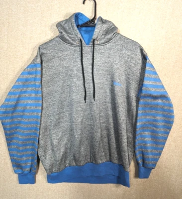 Sudadera con capucha de tenis a rayas Wilson vintage para mujer cuello LG capucha cremallera gris azul Foto 1 de 4