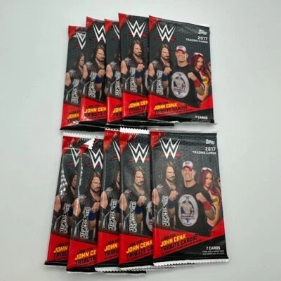 2017 Topps Wwe Booster Pezzi 7 Carte Per Confezione Lotto Di 10 Look Jonh Cena - Immagine 1 di 2