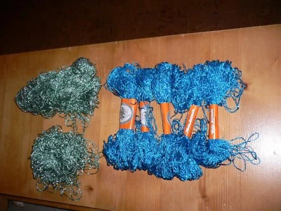 7 x Wolle Hartmuth Garn Strickgarn Effektgarn Garnpaket blau grün silber NEU  - Bild 1 von 2