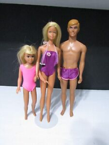 Vtg 1970's Mattel Malibu Barbie, Ken & Skipper Dolls SET OF 3