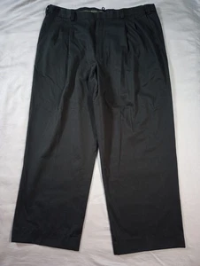 LL Bean Pantalone Abito Uomo 42x30 Nero Cotone Vita Regolabile Gamba Dritta - Foto 1 di 13