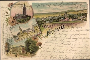 Litho Königsee in Thüringen, Kirche, Rathaus, Schießhaus,... - 3757931 - Picture 1 of 2