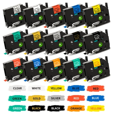 For Brother P-Touch Label Tape Laminated Tze Tape 24mm/18mm/12mm/9mm/6mm - Image 1 of 4