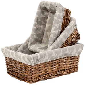Red Co. Multi-Purpose Rectangular Nesting Wicker Basket with Liners Set of 3,... - Picture 1 of 4