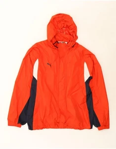PUMA Mens Hooded Rain Jacket UK 40 Large Red Colourblock Polyester CF18 - Picture 1 of 3