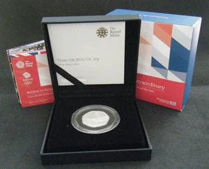 Reino Unido 2016 Team GB BELIEVE 50p CINCUENTA PENIQUES PRUEBA DE PLATA - Royal Mint en caja/certificado de autenticidad - Imagen 1 de 3