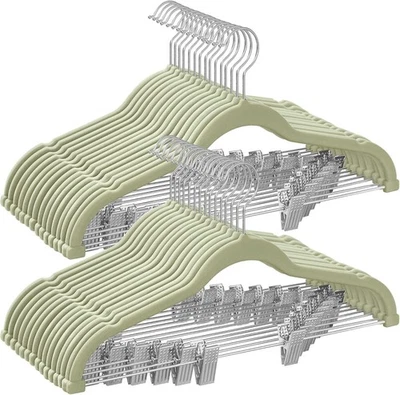 Perchas para pantalones, percha de terciopelo de 16,7 pulgadas con clips ajustables, resistente, antideslizante Foto 1 de 4