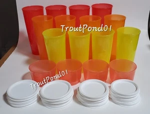 Tupperware Vasos Calientes Colores Verano 32 piezas Juego Tapas 16 12 9 OZ + Tazas para Snack Nuevo - Imagen 1 de 5