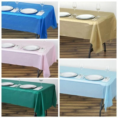 10 pcs 54 x 108" Disposable Plastic Rectangular Table Cover Tablecloths Birthday - Image 1 of 3