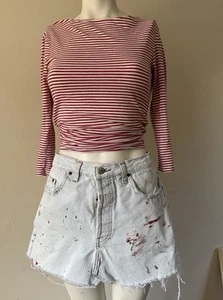 Levi's Denim skirt Size 12 reworked paint Splatter - Picture 1 of 6
