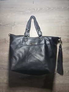 BCBG Paris Black Pebbled Faux Leather Shoulder Tote Handbag With Inside Bag - Picture 1 of 16
