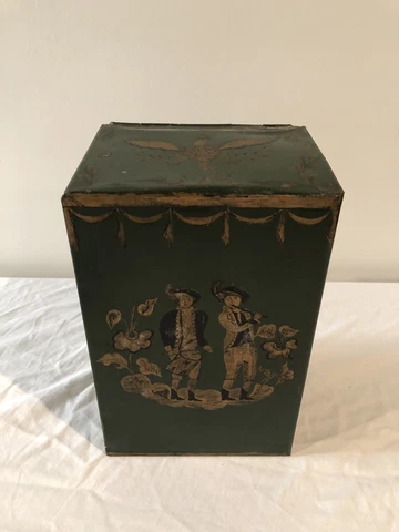 Antique Metal Tea Caddy Box Cover
