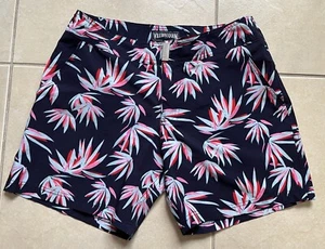 Vilebrequin costume da bagno pantaloncino uomo M blu/rosso stampa foglia FODERA estate spiaggia - Foto 1 di 15