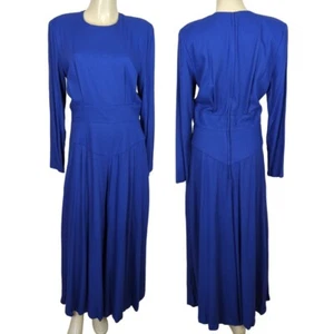 BARBOGLIO cristina jan Size 12 Vintage Long Sleeve Palazzo Pants Blue Jumpsuit - Picture 1 of 21