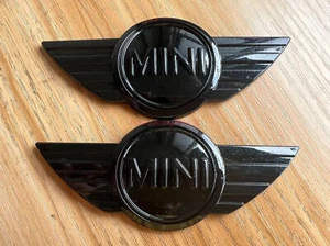 2PC MINI R53 R56 R57 R58 R59 Glossy METAL BONNET/BOOT BADGE 115MM X 50MM - Picture 1 of 7