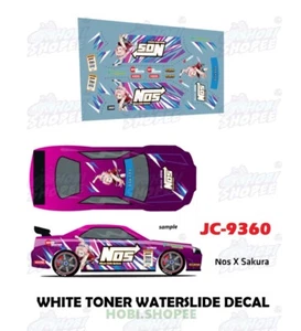 Calcomanías de tobogán acuático de tóner blanco JC-9360 Nos X Sakura personalizadas 1:64 Hot Wheels - Imagen 1 de 4