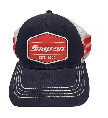 Herramientas a Presión Sombrero de Camionero de Malla Azul Marino y Rojo Parche Rojo Logo Snap Back  Foto 1 de 4