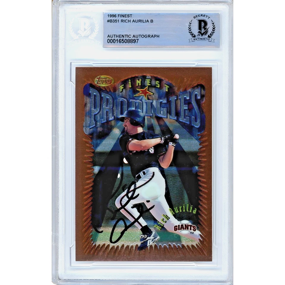 Rich Aurilia Signed 1996 Topps Finest Prodigies #351 RC AUTO Beckett SF Giants - Image 1 of 4