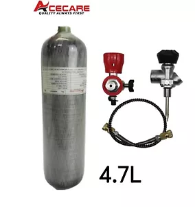 Tanque HPA de fibra de carbono Acecare 4500Psi PCP 4,7 L aprobado por la CE para paintball M18*1,5 - Imagen 1 de 8
