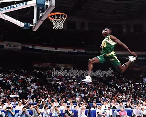 1991 NBA Slam Dunk Contest Shawn Kemp Seattle SuperSonics Color 8 X 10 Photo Pic - Picture 1 of 1