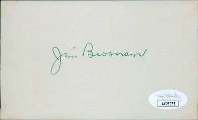 Jim Brosnan Chicago Cubs Signed 3x5 Index Card JSA Authenticated - Image 1 of 2